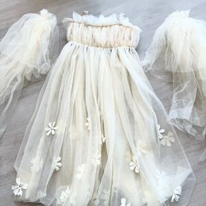 Custom Dance Lyrical White Flowy Floral Costume Size 6